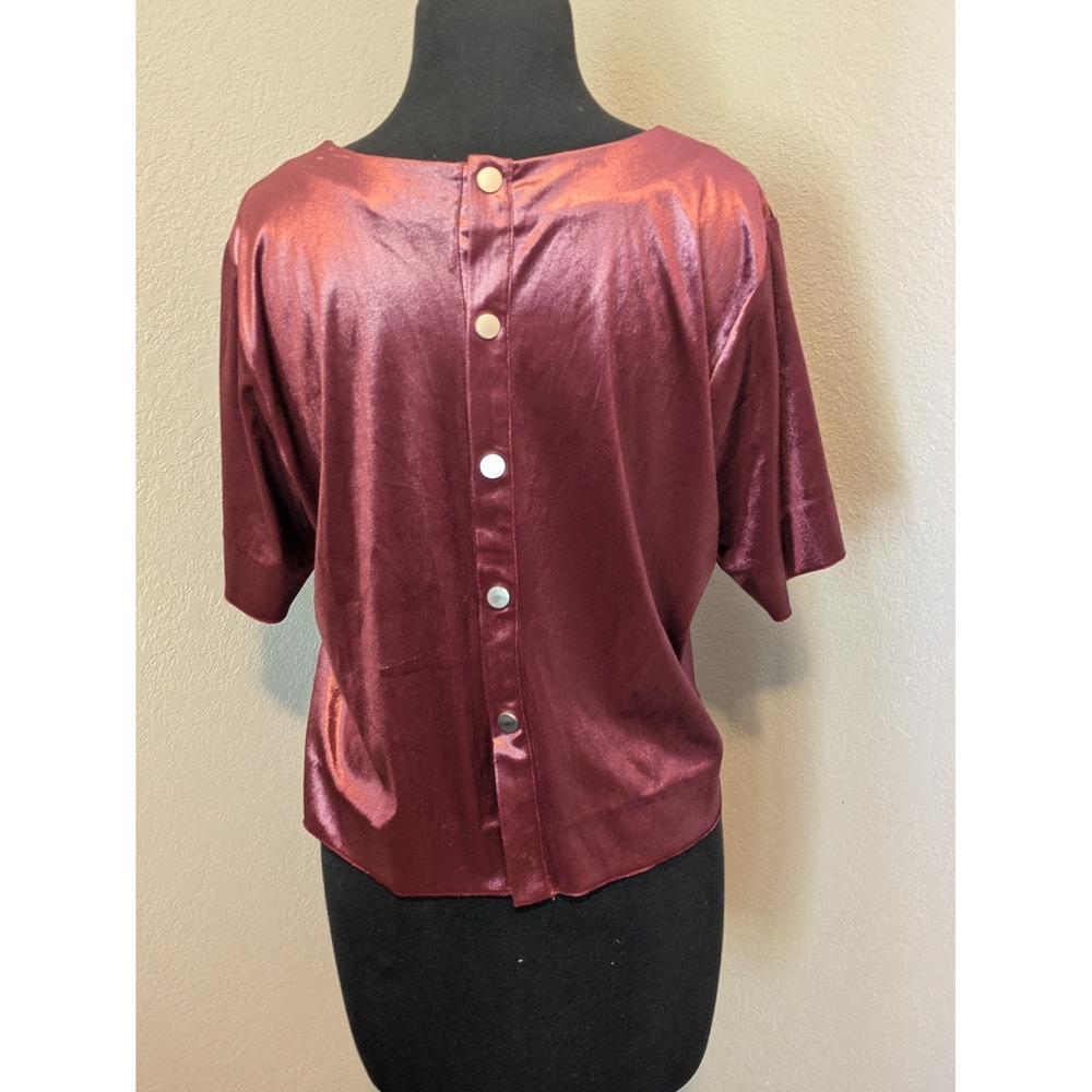 Crosby by Mollie Burch Metallic Velvet Snap Back Cropped Shirt Mauve Medium